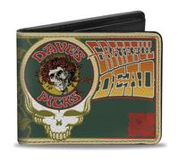 Buckle-Down Grateful Dead - Cartera plegable, con diseño de grateful Dead Daves Picks Bonus 2012 Landover Cover Art, cuero vegano, Verde, 4.0" x 3.5", Casual