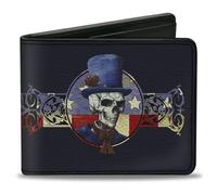 Buckle-Down Grateful Dead - Cartera plegable con ranuras estándar para billetera y tarjetas, diseño de Daves Picks Bonus Disc 2013 Skeleton Cover Art, piel vegana, Negro -, 4.0" x 3.5", Casual