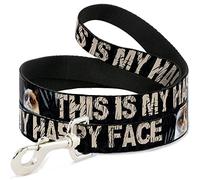 Buckle-Down Grumpy Cat This IS My HAPPYFACE Black/Tan Pet Leash, 6" x 1/2"