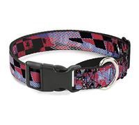 Buckle-Down Grunge Checker Bandera Azul/Rojo Martingale Collar de Perro, 1" de Ancho Fit 11 - 17" Cuello Mediano
