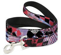 Buckle-Down Grunge Checker Bandera Azul/Rojo Pet Leash, 4" x 1/2"