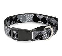 Buckle-Down Grunge Checker Bandera Negro/Blanco Martingale Collar de Perro, 3,81 cm de Ancho, cuellos de 45,72 cm - Grande