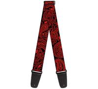 Buckle-Down GS-W30226 - Correa para guitarra"Bandana/Skulls", color negro y rojo