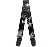 BUCKLE-DOWN gs-w30476 blanco calaveras y estrellas en negro y gris correa de guitarra