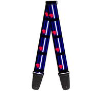 Buckle-Down GS-W30694 - Correa de guitarra de piel con bandera en negro, azul, rojo y blanco