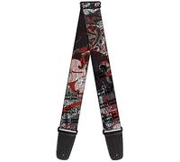BUCKLE-DOWN gs-w30703 negro rojo gris Graffiti patrón correa para guitarra