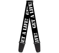 Buckle-Down GS-W30749 "GET A LIFE! - Correa para guitarra, color blanco y negro