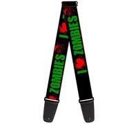 Buckle-Down GS-W30950 "I "Heart" ZOMBIES Bold Splatter - Correa para guitarra, color negro, verde y rojo