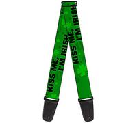 Buckle-Down GS-W31109 - Correa para guitarra con texto en inglés "KISS ME, I'M IRISH! Clovers/Kisses Greens/Black"