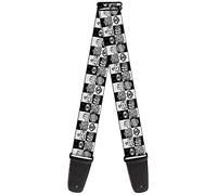 Buckle-Down GS-W31810 - Correa para guitarra "Robot Heads Checkers Black/White"
