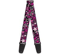BUCKLE-DOWN gs-w31908 rosa estrellas All Over Collage en color negro correa para guitarra
