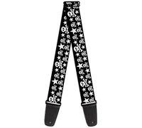 Buckle-Down GS-W31927 - Correa para guitarra con diseño de calaveras y estrellas, color blanco y negro