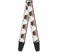 Buckle-Down GS-W32969 - Correa para guitarra, diseño de la bandera del estado de California, color blanco, 5 cm de ancho y 74 cm de longitud