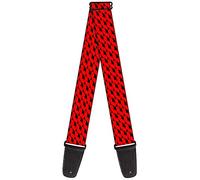 Buckle-Down GS-W33900 - Correa para guitarra con monograma bigote, color negro y rojo