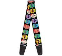 BUCKLE-DOWN gs-w34227 Bright Colorful Floral ojo de calaveras en color negro correa para guitarra