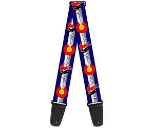 Buckle-Down GS-W35504 Colorado - Correa para guitarra, Colorado Skier1 Red/Mountains