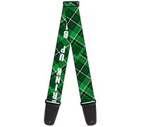 Buckle-Down GS-W37150 Correa para guitarra "St. Pat's Drink Up BITCHES/Beer Mugs/Stacked Shamrocks Verdes/Blanco/Dorado"
