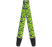 Buckle-Down GS-WRD003 - Correa para guitarra con texto en inglés "Question Mark Scattered Lime Green/Purple"