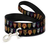 Buckle-Down Guardians of The Galaxy Badge/5-Character Icons Black/Multicolor Pet Leash, 4'-1"