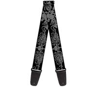 BUCKLE-DOWN gs-w31942 gris calavera Cruz diseño artístico en color negro correa para guitarra