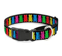 Buckle-Down Gummy Bears - Collar para Perro, Color Negro/Multicolor, Talla M, Ajuste Ancho de 2,54 cm