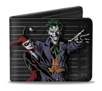 Buckle-Down Harley Quinn Hugging Joker Pose/Lineup Grays Accesorio de Viaje-Billetera Plegable, Multicolor, Default Size para Hombre