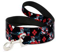 Buckle-Down Harley Quinn - Poste de Tiro con Diamantes, Color Negro/Rojo/Blanco, para Mascota, 15,2 x 12,7 cm