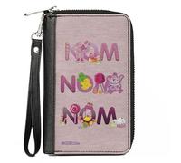 Buckle-Down Hasbro - Cartera con cremallera alrededor, personajes Candy Land Nom Nom y rosas caramelos, cuero vegano, Rosado, 7.5"x4.5", Casual