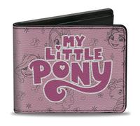 Buckle-Down Hasbro - Cartera plegable, logotipo de My Little Pony Title con Pony y Cutie Mark rosa, cuero vegano, Rosado, 4.0" x 3.5", Casual