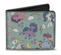 Buckle-Down Hasbro - Cartera plegable, My Little Pony Generations Six Pony y Cutie Marks azul, cuero vegano, Verde, 4.0" x 3.5", Casual