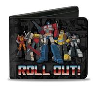 Buckle-Down Hasbro - Cartera plegable, Transformers Autobots Roll Out and Shield Comic Panels grises, cuero vegano