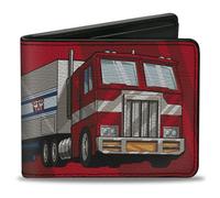 Buckle-Down Hasbro - Cartera plegable, Transformers Optimus Prime Semi Truck y Autobot Shield Reds, cuero vegano, Rojo -, 4.0" x 3.5", Casual