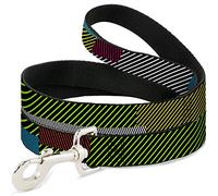 Buckle-Down Hash Mark Stripe Black/Multi Color Pet Leash, 6" x 1/2"