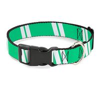 Buckle-Down Hash Mark Stripe - Cuello de Doble Clip de plástico Verde/Plateado, 1/2" de Ancho, para cuellos de 15,24 a 22,86 cm