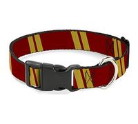 Buckle-Down Hash Mark Stripe - Cuello Doble de plástico con Clip de Color Dorado y Rosa, 1,27 cm de Ancho, Cuello-Mediano de 20 cm