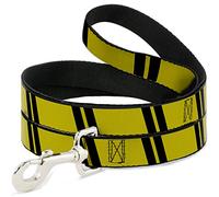 Buckle-Down Hash Mark Stripe Double Gold/Black Pet Leash, 6" x 1.5"