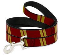 Buckle-Down Hash Mark Stripe Double Maroon/Gold Pet Leash, 6" x 1/2"