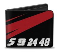 Buckle-Down Hendrick Motorsports - Cartera plegable, números de conductor de Hendrick Motorsports 5, 9, 24, 48, negro, rojo, blanco, cuero vegano