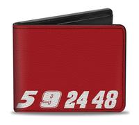 Buckle-Down Hendrick Motorsports - Cartera plegable, números de conductor Hendrick Motorsports 5, 9, 24, 48, rojo y blanco, cuero vegano