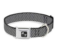 Buckle-Down Herringbone Jagged Black/White Dog Collar Bone, Medium/11-17