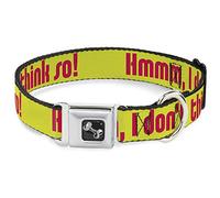 Buckle-Down Hmmm, I Don't Think So! Collar de Perro Amarillo con Hueso de Color Rosa, grande/15-26 Pulgadas
