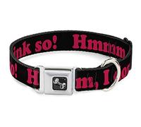 Buckle-Down Hmmm, I Don't Think So! Collar para Perro, Color Negro y Rosa, Ancho mediano/16-23