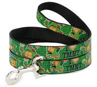 Buckle-Down I Heart TMNT/Classic Turtles & Pizza Green Pet Leash, 6-1.5"