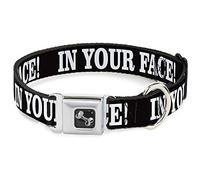 Buckle-Down In Your Face - Collar para Perro, Color Negro y Blanco, Talla pequeña, 35,5-45,72 cm