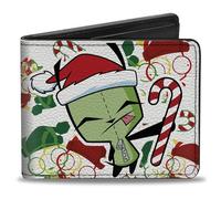 Buckle-Down Invader Zim - Cartera plegable, diseño navideño de Invader Zim Santa GIR Candy Cane Pose multicolor, cuero vegano