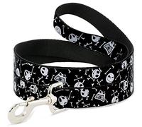 Buckle-Down Jack Expressions/Bones Scattered Black/White Pet Leash, 6" x 1.5"