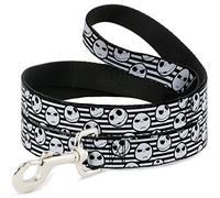Buckle-Down Jack Expressions/Stripe White/Black Pet Leash, 6" x 1"