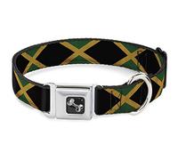Buckle-Down Jamaica Banderas Vintage Negro Perro Collar Hueso, mediano/11-17