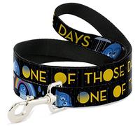 Buckle-Down Joy Poses/Rain One of Those Days Black/Gray/Blues/Yellow Pet Leash, 6" x 1/2"