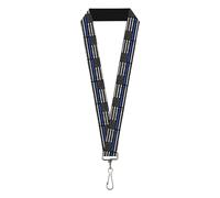 Buckle-Down Lanyard-2.5 cm-Bandera desgastada de Estados Unidos, negro/gris/azul, Negro/Gris/Azul, 1" InchWide - 22 Inch Long
